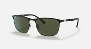 Ray-Ban RB3686 sunglasses, dark green polarized lenses, black frame