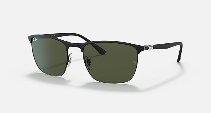 Ray-Ban RB3686 sunglasses, dark green polarized lenses, black frame
