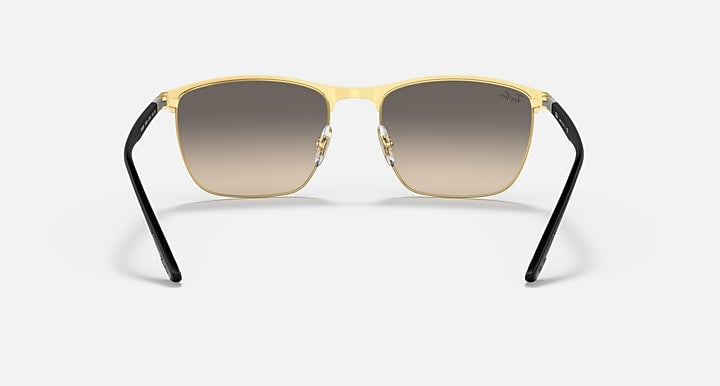 Ray-Ban RB3686 sunglasses, gradient tan lenses, gold-tone full-rim frame