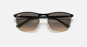 Ray-Ban RB3686 sunglasses, gradient lenses, black frame with gold bridge
