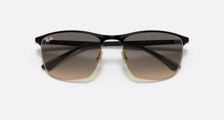 Ray-Ban RB3686 sunglasses, gradient lenses, black frame with gold bridge
