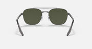Ray-Ban sunglasses with gunmetal-tone frame and dark green lenses, front view