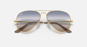 Ray-Ban aviator metal sunglasses with gold frame and gradient brown mirrored lenses