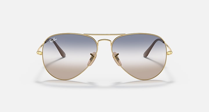 Ray-Ban aviator metal sunglasses with gold frame and tinted gradient lenses
