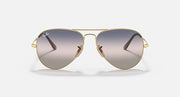 Aviator metal sunglasses with gold frame and mirrored gray lenses