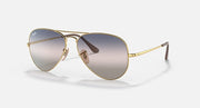 Ray-Ban aviator metal sunglasses, gold frame, mirrored dark lenses