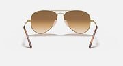 Ray-Ban Aviator Metal II sunglasses, front view, gold frame with amber-brown lenses