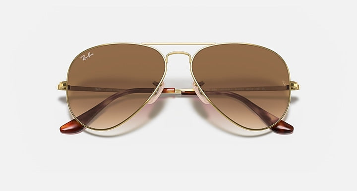 Ray-Ban Aviator Metal II sunglasses with gold frame and dark amber-brown lenses