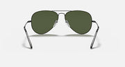 Ray-Ban aviator metal sunglasses with dark green lenses and black metal full frame