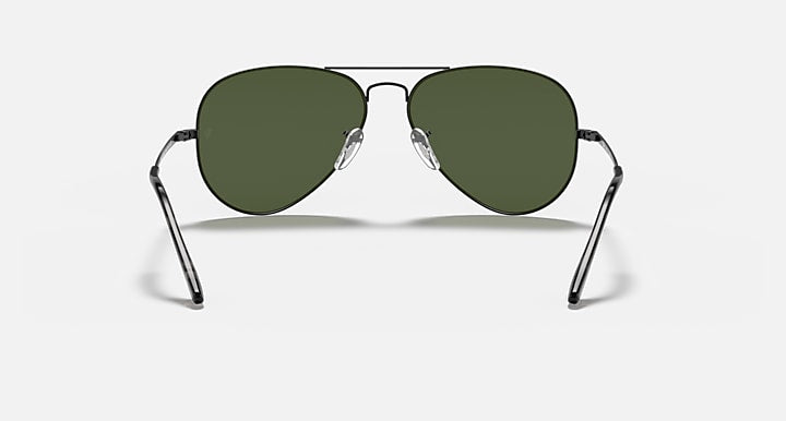 Ray-Ban aviator metal sunglasses with dark green lenses and black metal full frame