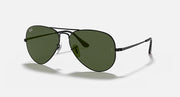 Ray-Ban aviator metal sunglasses with dark green lenses and black metal frame