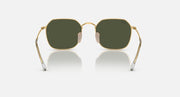 Gold-tone square sunglasses with dark green lenses and nose bridge