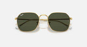 Gold-tone square sunglasses with dark green gradient lenses