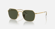 Gold-tone square sunglasses with dark green lenses and metal temples