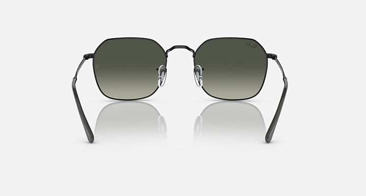 Black square sunglasses with dark green lenses and curved bridge
