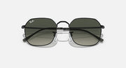 Black square sunglasses with dark green gradient lenses, front view