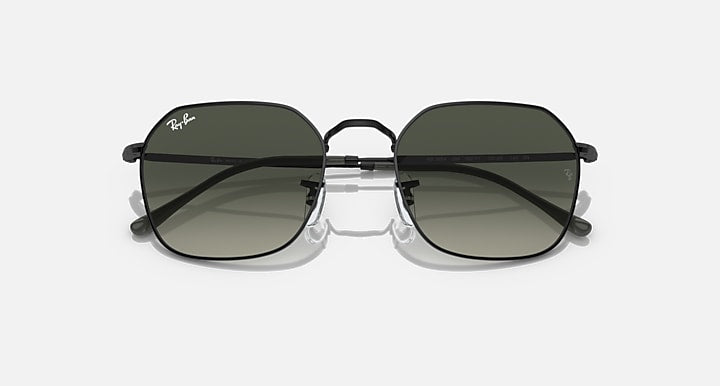 Black square sunglasses with dark green gradient lenses, front view