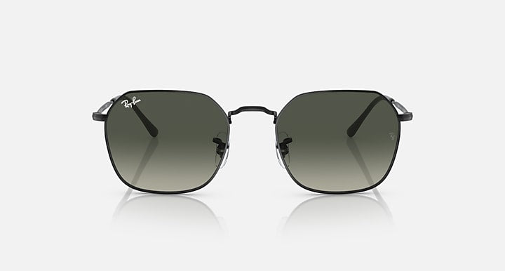 Black square sunglasses with dark green lenses, front view