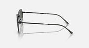 Black sunglasses side profile with dark lenses and slim metal arms