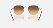 Ray-Ban Jim sunglasses with round-square brown gradient lenses and red temples