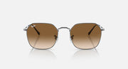 Square sunglasses with silver frame and warm brown gradient lenses, front view