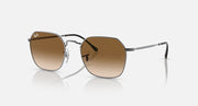 Square sunglasses with silver frame and warm brown gradient lenses