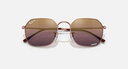Metal sunglasses with rose gold frame and brown-purple mirrored gradient lenses.