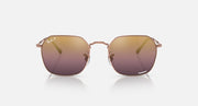 Metal sunglasses with rose gold frame and tinted gradient lenses; front view.