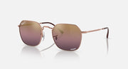 Metal sunglasses with rose gold frame and brown-purple gradient lenses.
