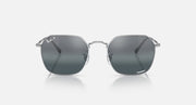 Square sunglasses with gunmetal frame and dark gray mirrored lenses, front view