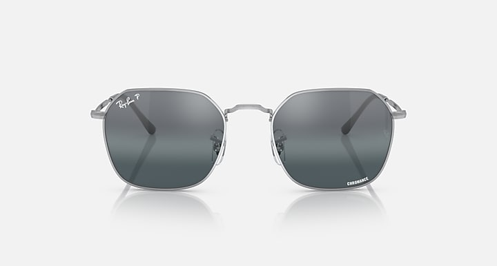 Square sunglasses with gunmetal frame and dark gray mirrored lenses, front view