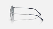 Square sunglasses side profile with gunmetal frame and dark mirrored lenses