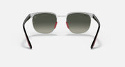 Ray-Ban RB3698M sunglasses with silver frame and dark green lenses