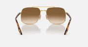 Gold and tortoise frame square sunglasses with brown lenses, front view