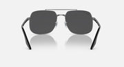 Square sunglasses with dark frame and dark grey tinted lenses