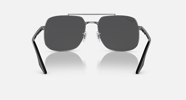 Square sunglasses with dark frame and dark grey tinted lenses