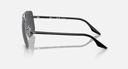 Side view square sunglasses with dark frame and black tinted lenses