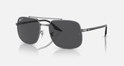 Square sunglasses with black frame and dark grey tinted lenses