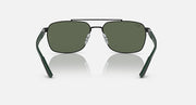 RB3701 Liteforce sunglasses front view with dark green lenses and dark green frame arms