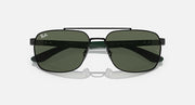 RB3701 Liteforce sunglasses with dark green lenses and black frame, front view