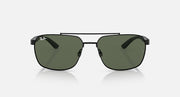 RB3701 Liteforce sunglasses with dark green lenses and black frame, rectangular shape