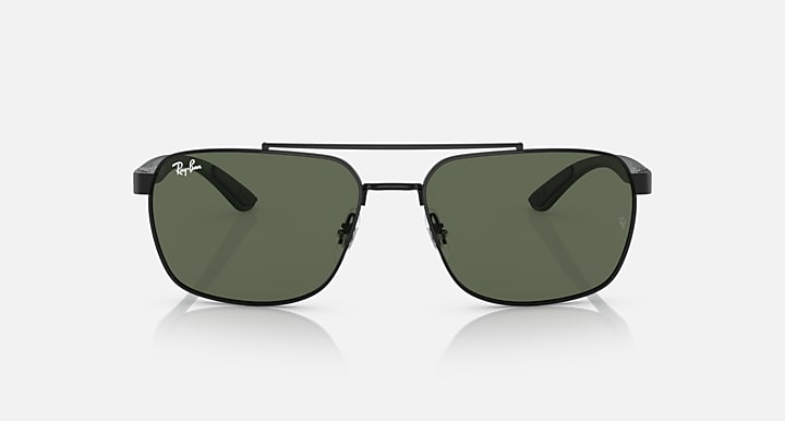 RB3701 Liteforce sunglasses with dark green lenses and black frame, rectangular shape