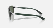 RB3701 Liteforce sunglasses side view with dark green temples and silver metal arms