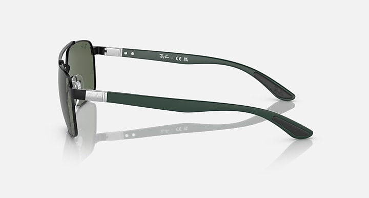 RB3701 Liteforce sunglasses side view with dark green temples and silver metal arms