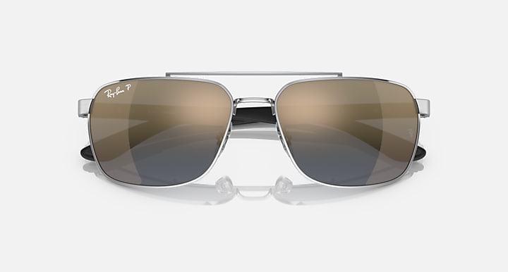 RB3701 Liteforce sunglasses front view with brown mirrored lenses and silver frame