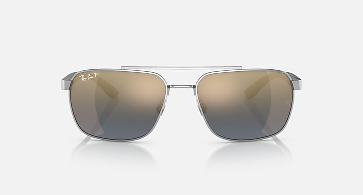 RB3701 Liteforce sunglasses front view with bronze mirrored lenses and silver frame