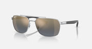RB3701 Liteforce sunglasses with brown mirrored lenses and silver frame, slim arms