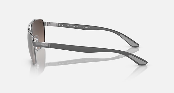 Ray-Ban Liteforce RB3701 sunglasses, silver frame, side view with slim temple arms
