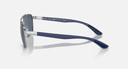 Liteforce sunglasses, blue frame, side view with dark lenses