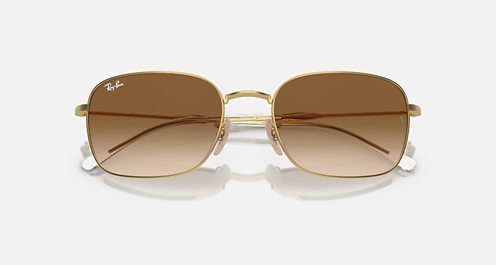 RB3706 sunglasses top view, gold frame with brown mirrored lenses